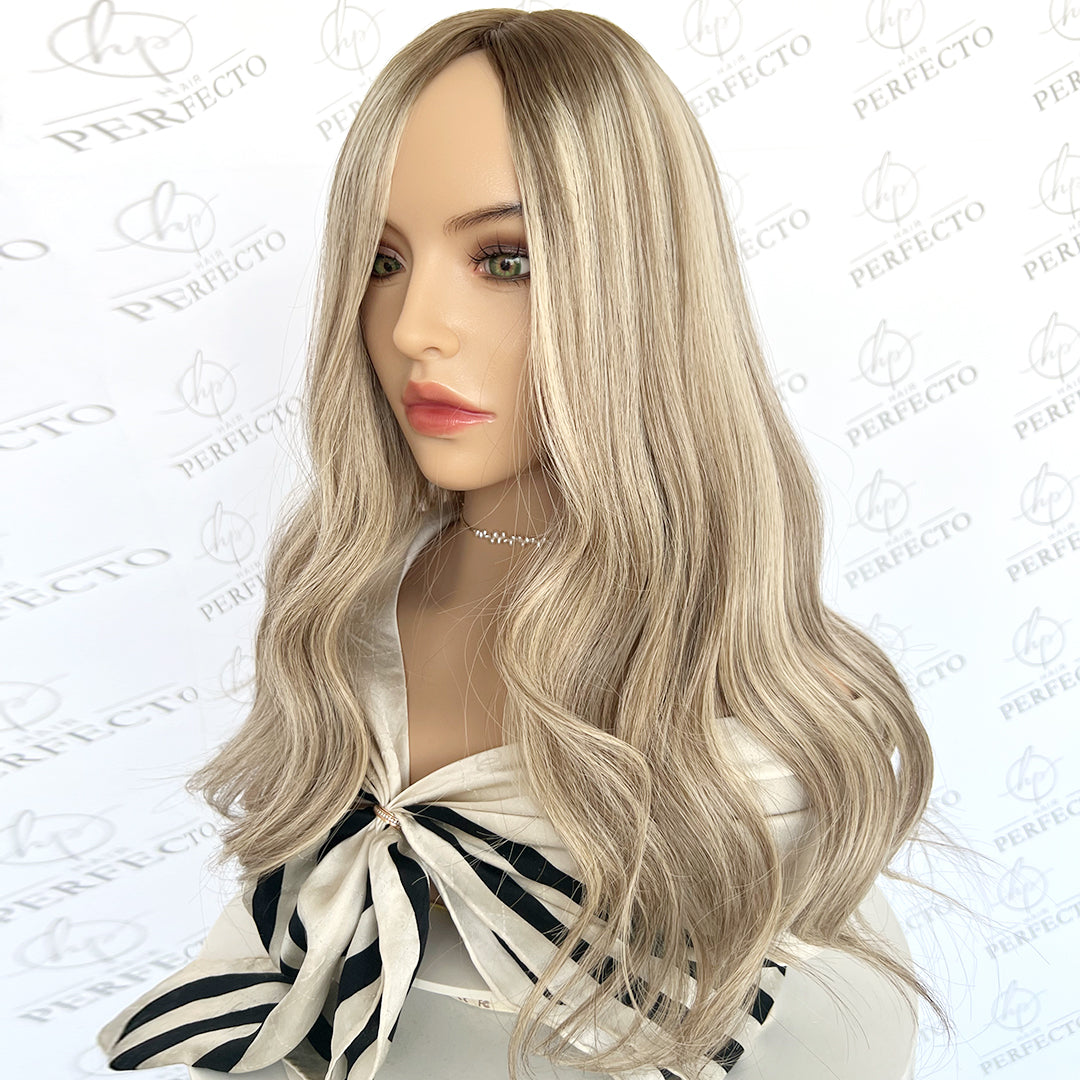 Silk Hair Toppers Ash Blonde Virgin Human Hair Topper - Aurora