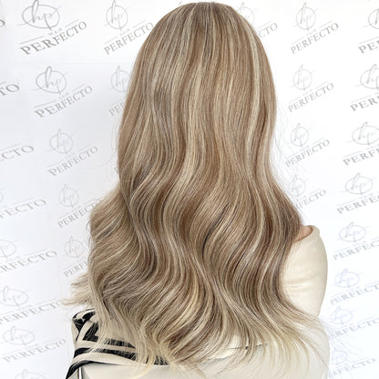 Top Lace Virgin Human Hair Wigs Ash Blonde Balayage Wig-Ginny