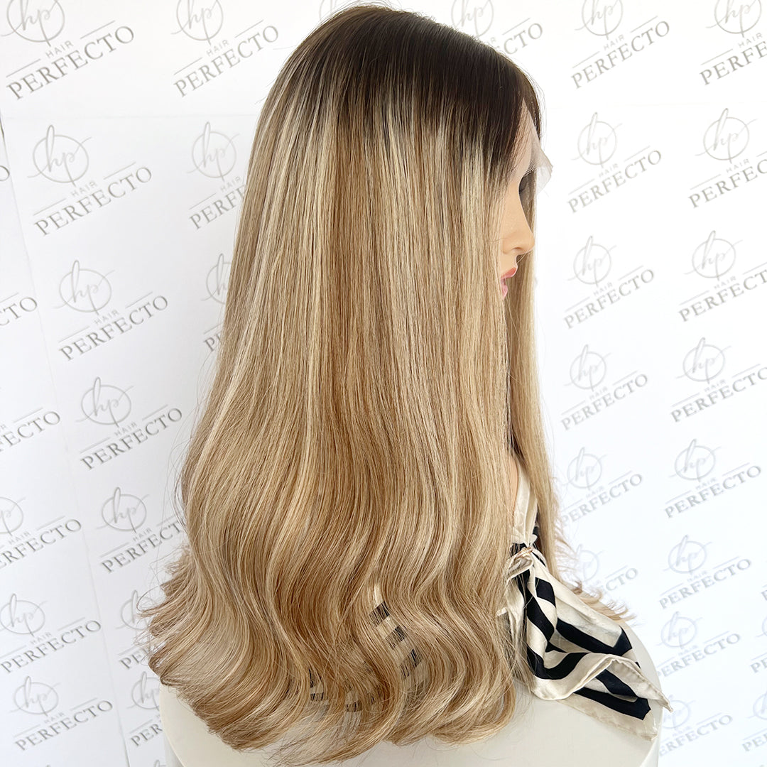 Best Blonde Highlights Virgin Human Hair Wigs with Dark Roots - Stella