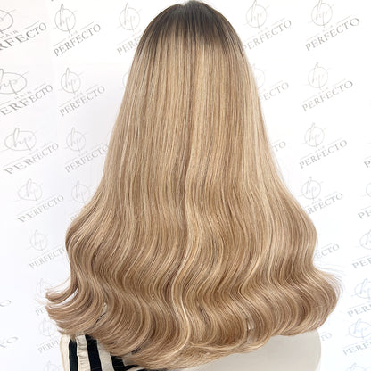 Best Blonde Highlights Virgin Human Hair Wigs with Dark Roots - Stella