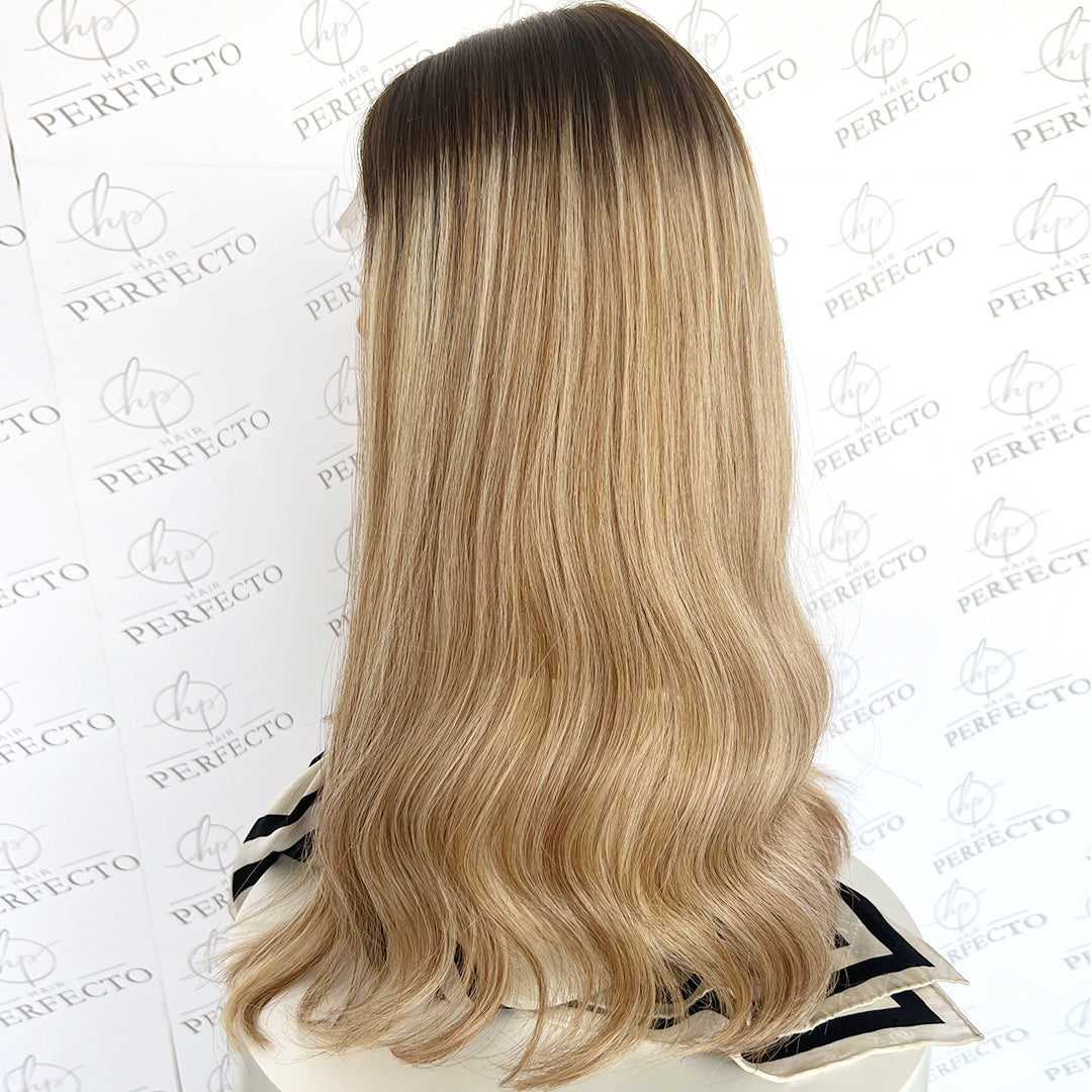 Best Blonde Highlights Virgin Human Hair Wigs with Dark Roots - Stella