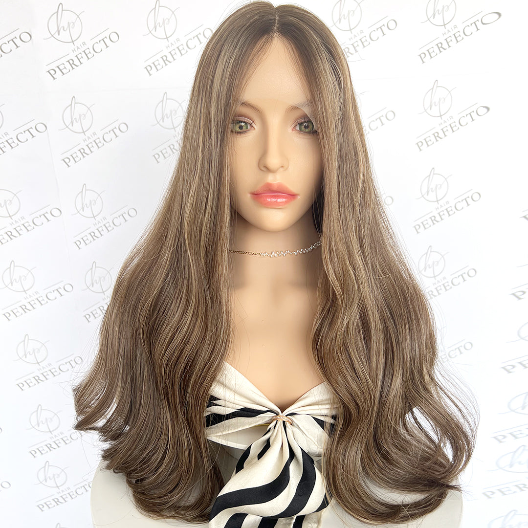Wholesale Lace Top Human Hair Brown Blonde Highlights Wigs -Nova