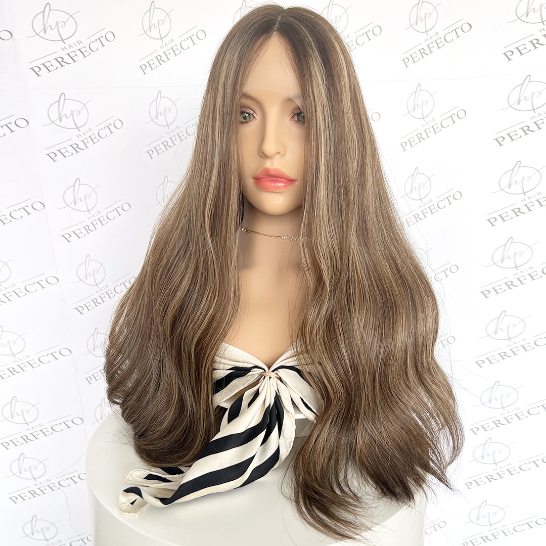 Wholesale Lace Top Human Hair Brown Blonde Highlights Wigs -Nova