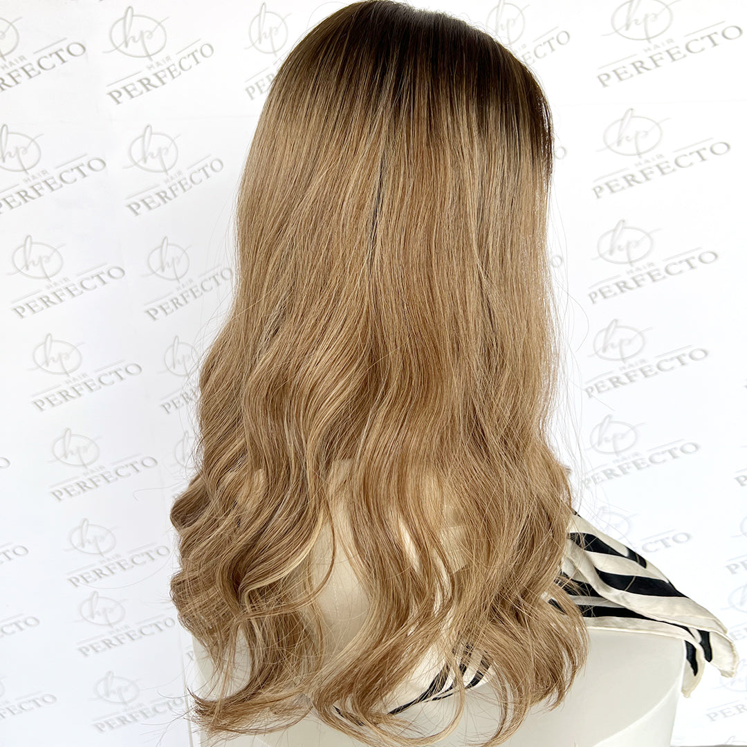 Best Dirty Blonde Highlights Human Hair Wigs With Dark Roots - Harper