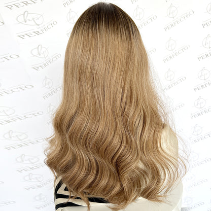 Best Dirty Blonde Highlights Human Hair Wigs With Dark Roots - Harper