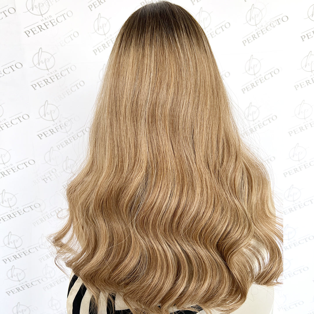 Best Dirty Blonde Highlights Human Hair Wigs With Dark Roots - Harper