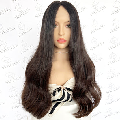 Top Lace Human Hair Wigs Natural Black 24inch Wig - Sasha