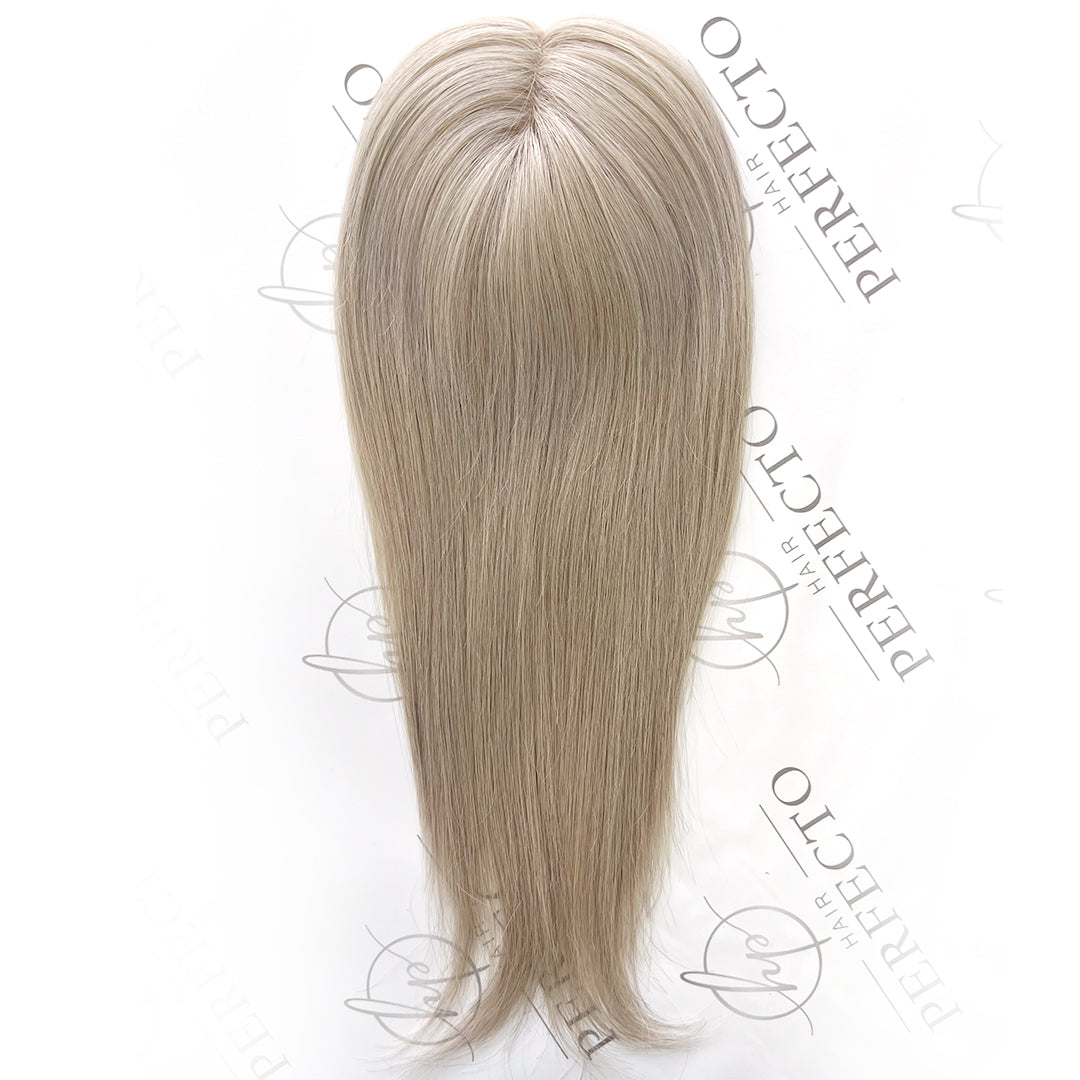 Premium Human Hair Toppers  for Women 3"x5" Grey hair Topper