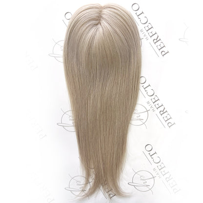 Premium Human Hair Toppers  for Women 3"x5" Grey hair Topper