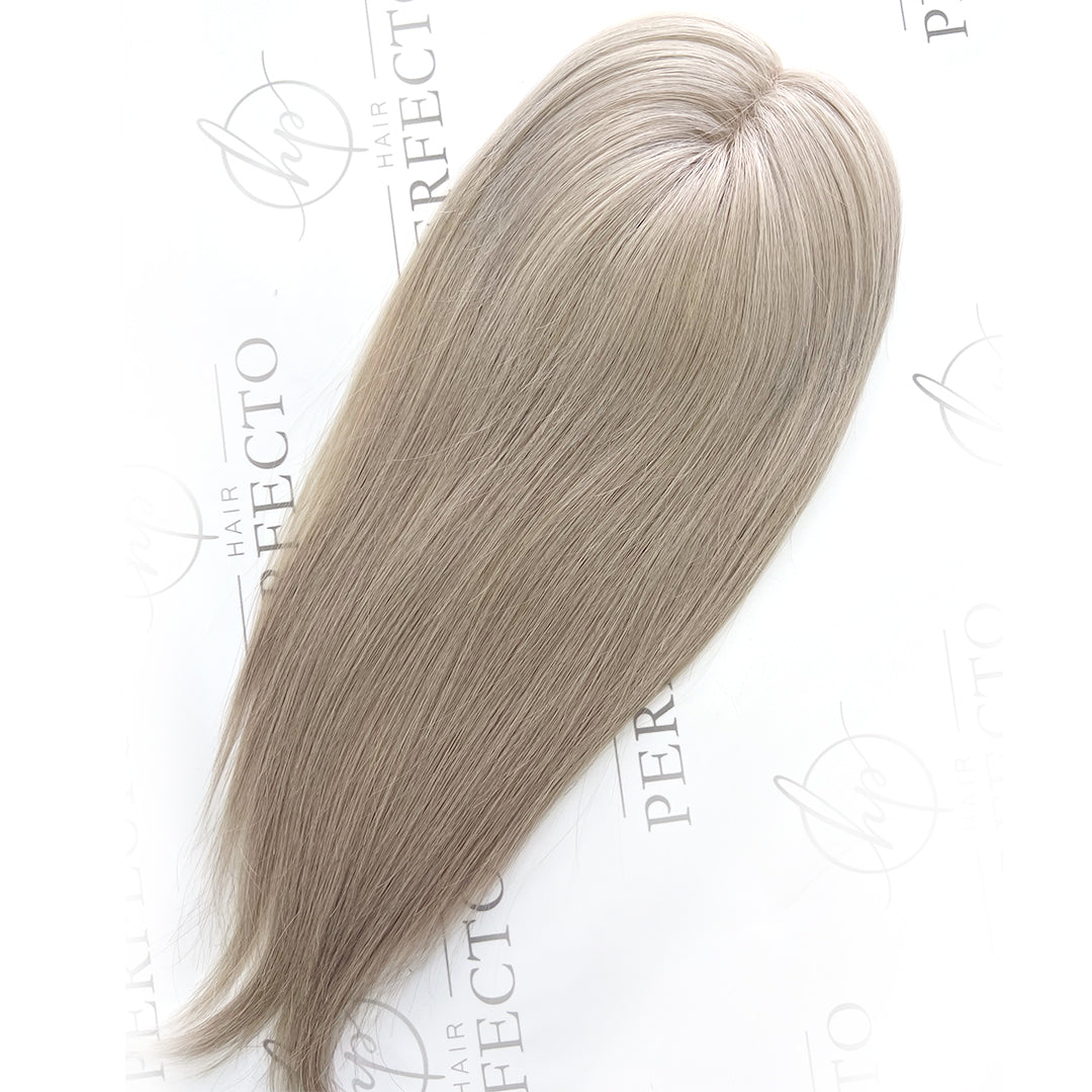 Premium Human Hair Toppers  for Women 3"x5" Grey hair Topper