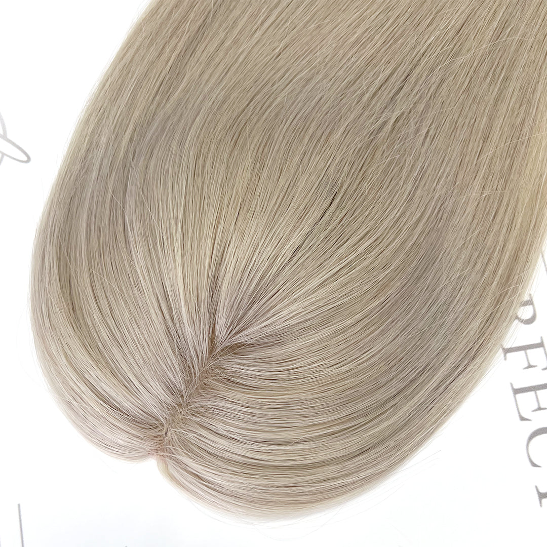 Premium Human Hair Toppers  for Women 3"x5" Grey hair Topper