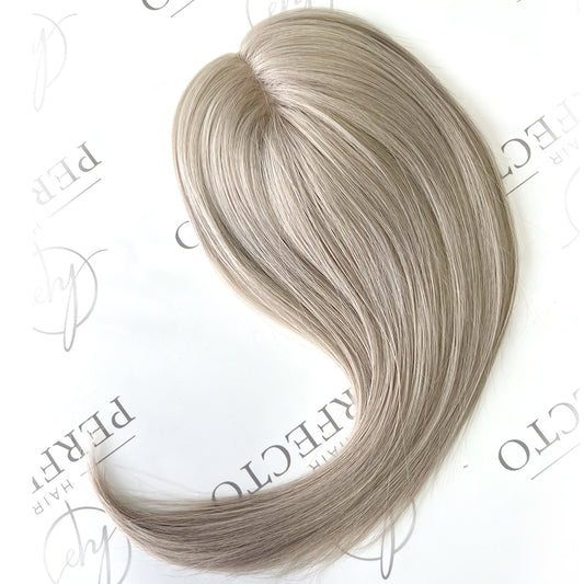 Premium Human Hair Toppers  for Women 3"x5" Grey hair Topper