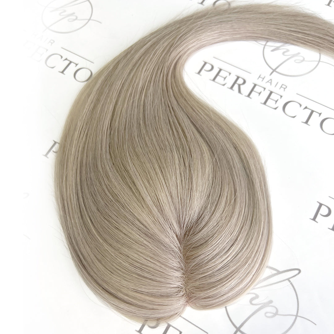 Premium Human Hair Toppers  for Women 3"x5" Grey hair Topper