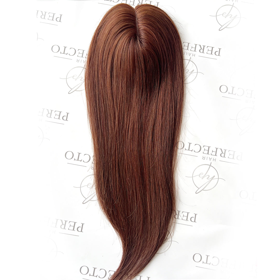 Red Human Hair Topper for thinning crown 3"x5" Mono Base