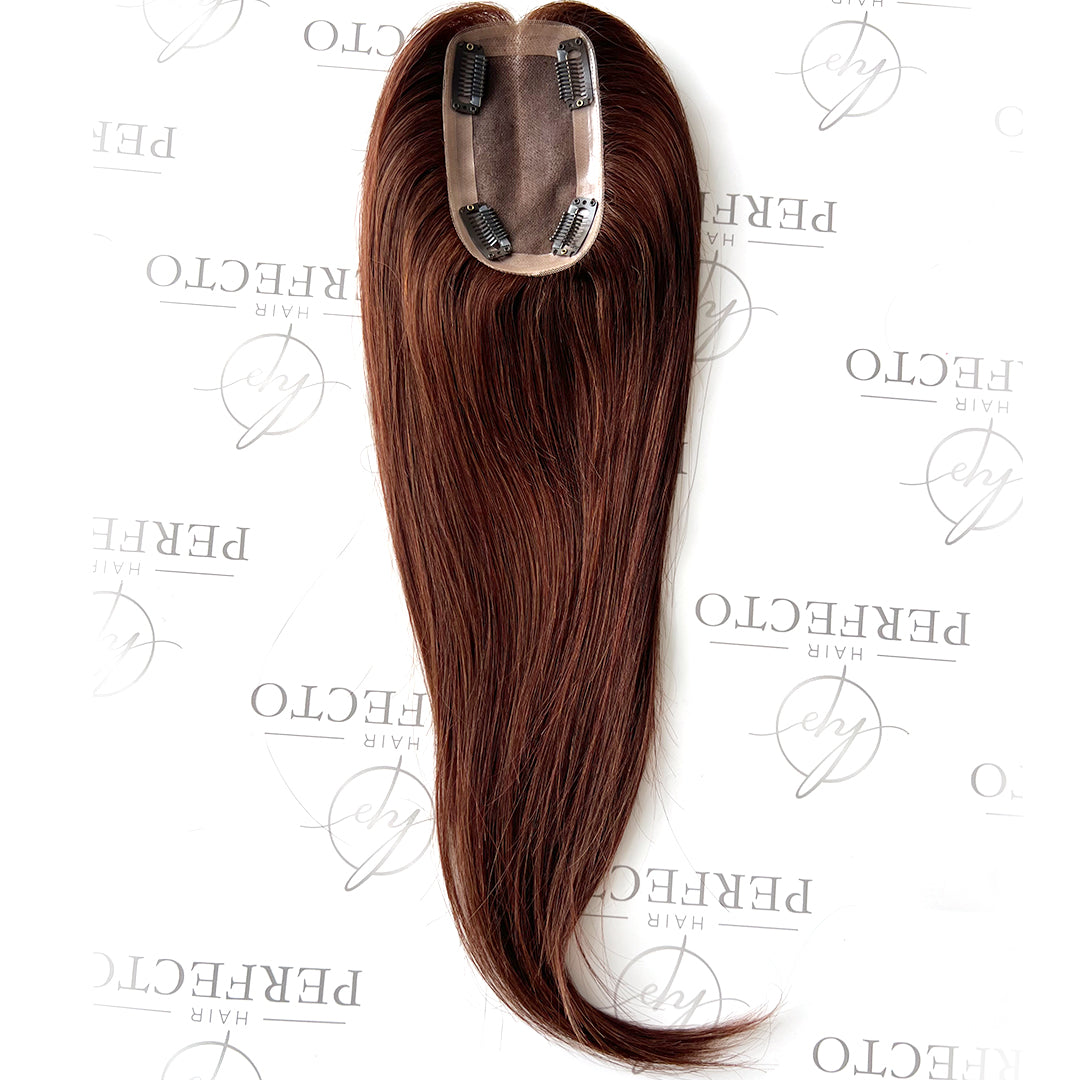 Red Human Hair Topper for thinning crown 3"x5" Mono Base