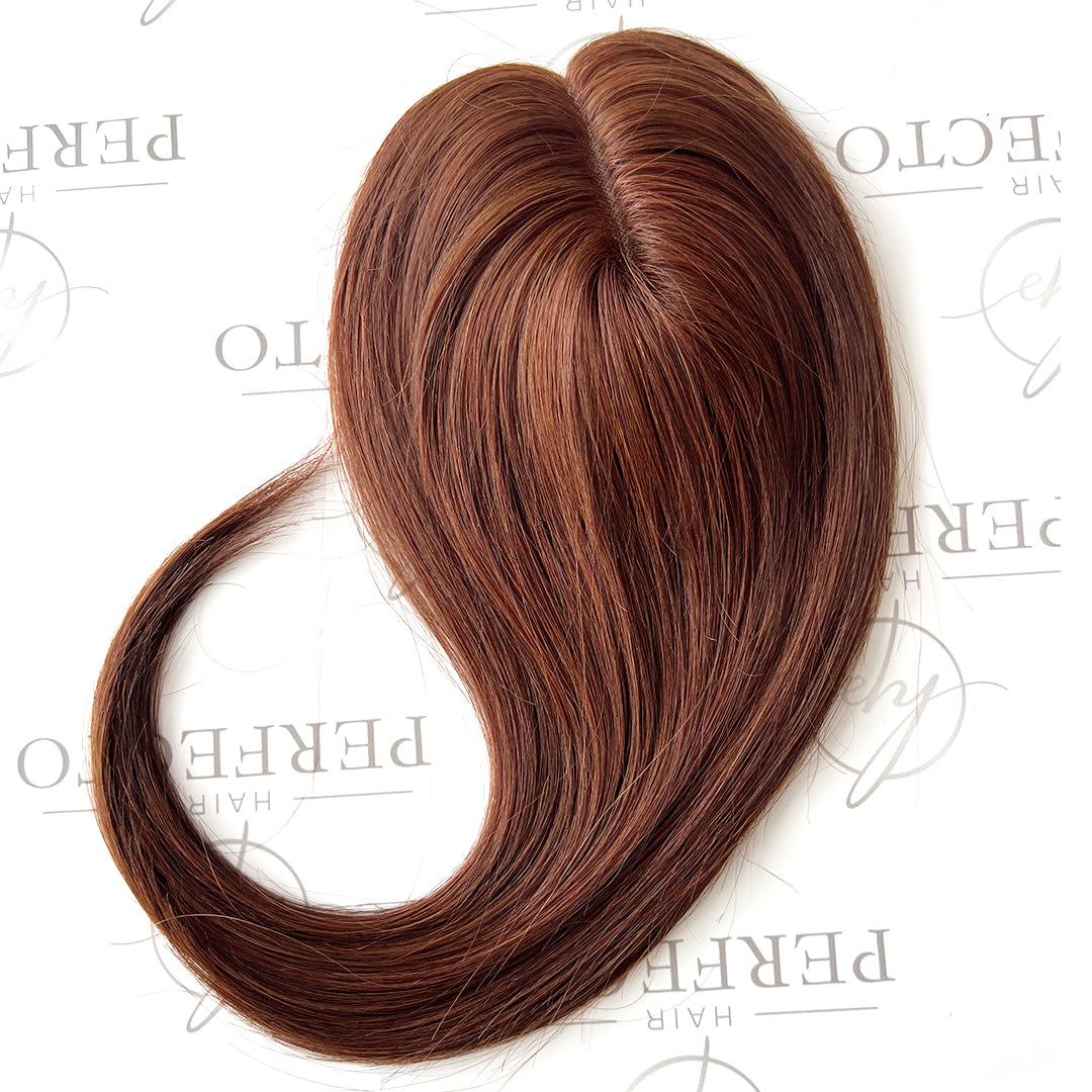 Red Human Hair Topper for thinning crown 3"x5" Mono Base