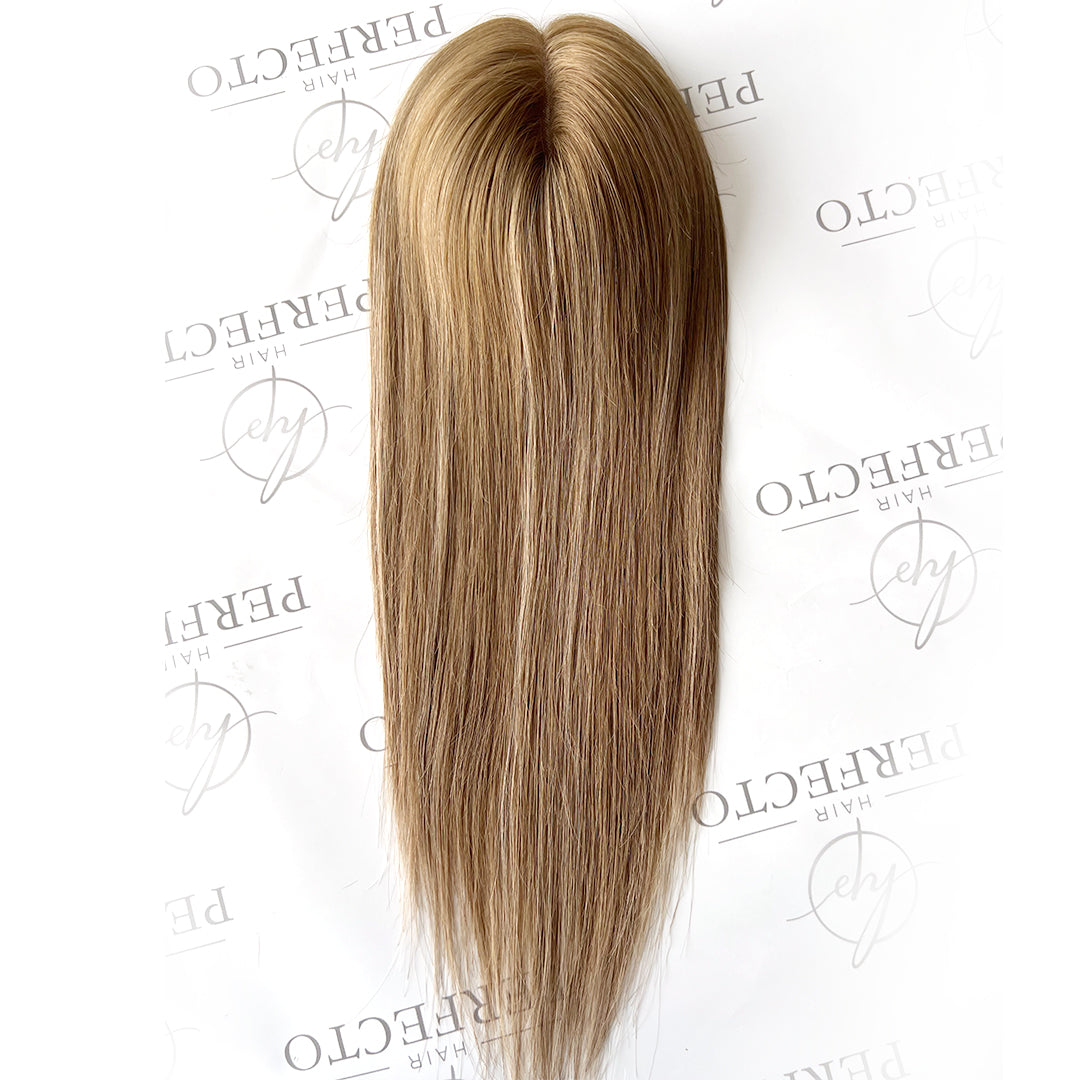 100% Human Hair Toppers For Women 3"x5" Mono Base Hightlight Hair