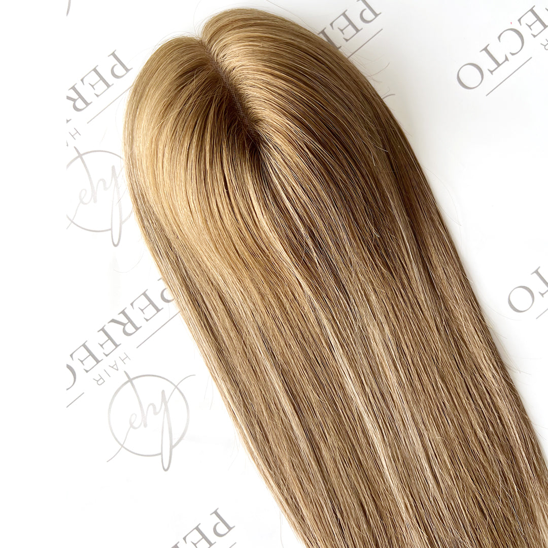 100% Human Hair Toppers For Women 3"x5" Mono Base Hightlight Hair