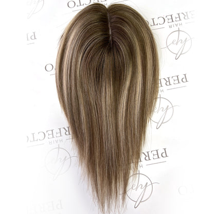 Premium Human Hair Clip In Toppers 3"*5" Balayage Color with Dark Roots Hair Pieces