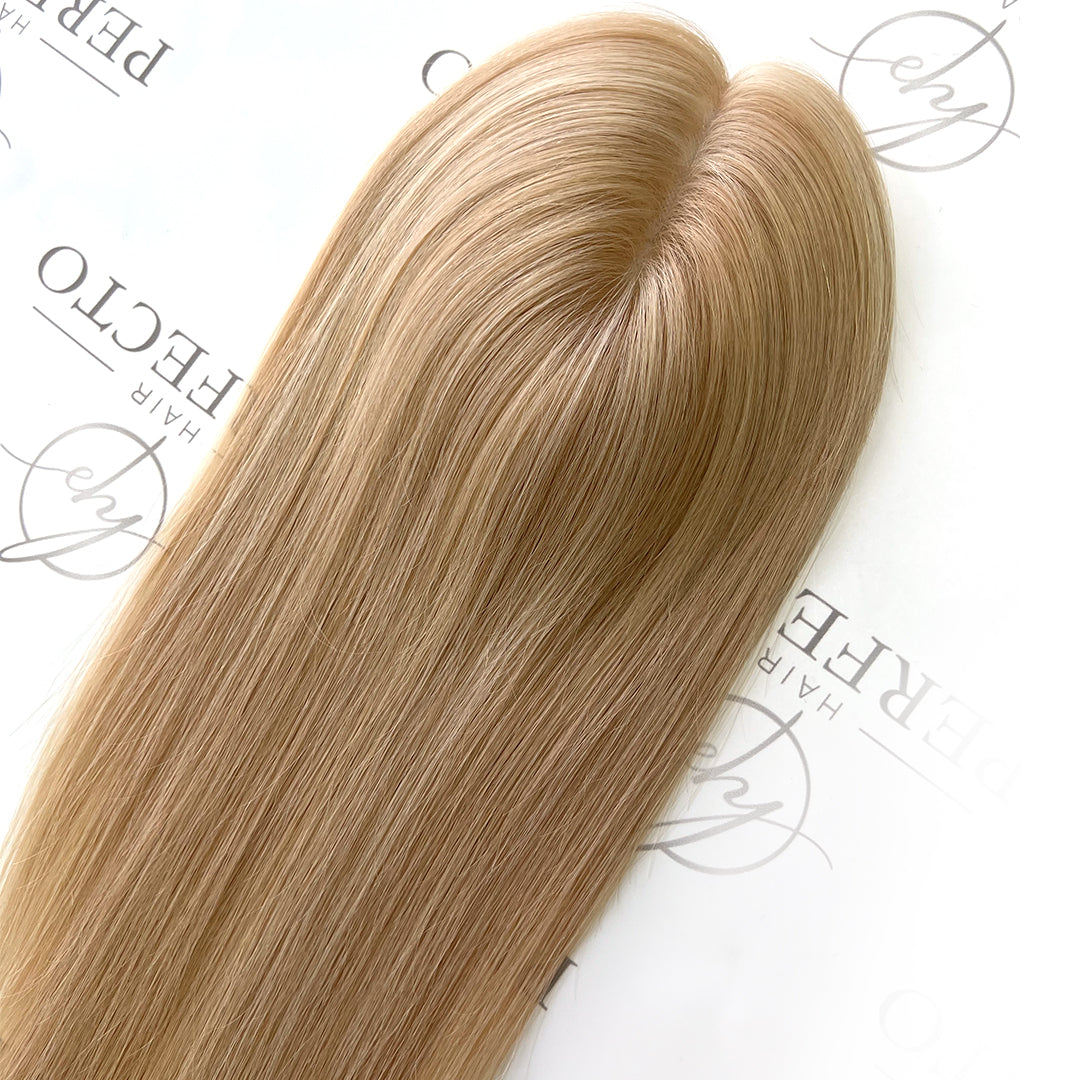 Blonde Human Hair Toppers 3"*5" Female Hair Pieces