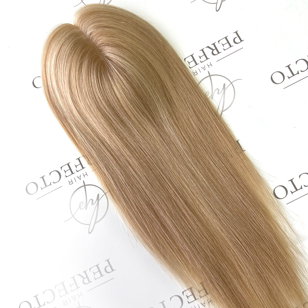 Blonde Human Hair Toppers 3"*5" Female Hair Pieces