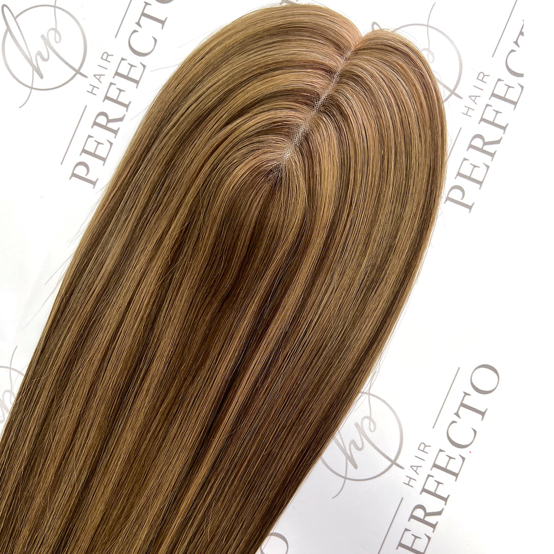 Brown Piano Color 3*5" Hair Toppers 16Inch Mono Base Hairpieces