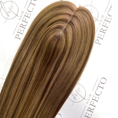 Brown Piano Color 3*5" Hair Toppers 16Inch Mono Base Hairpieces