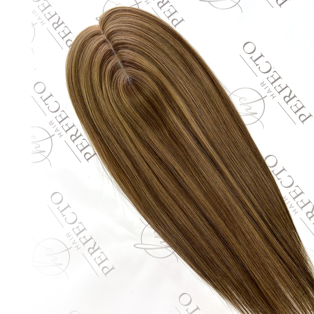 Brown Piano Color 3*5" Hair Toppers 16Inch Mono Base Hairpieces