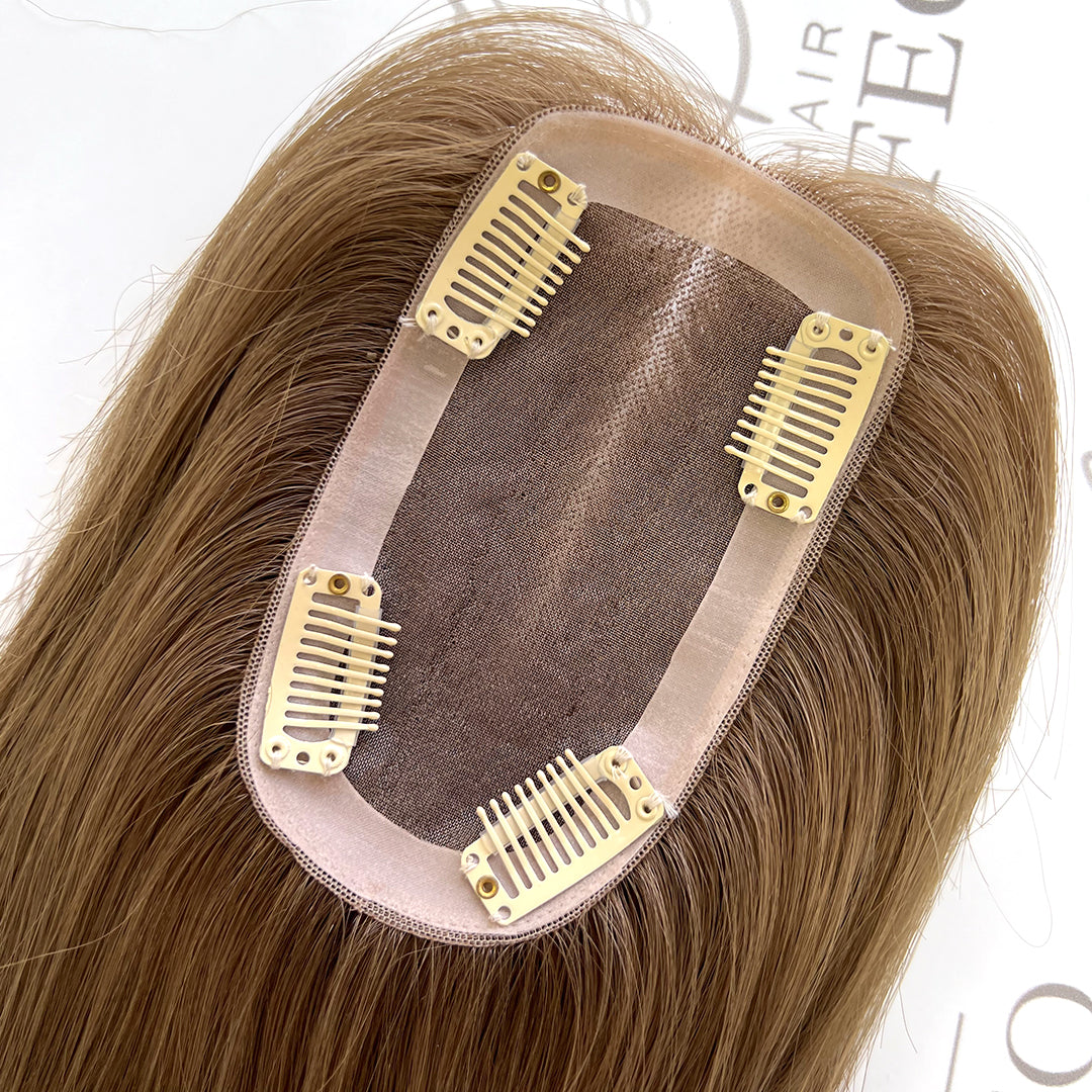 Brown Human Hair Crown Toppers for Women's Thinning Hair 3x5" Mono Base