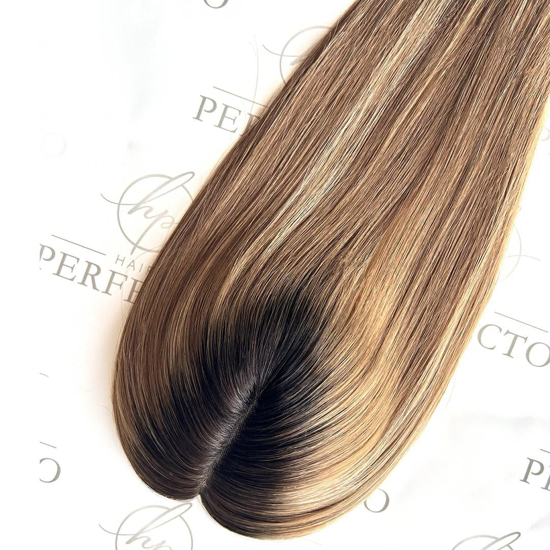 Luxury Human Hair Toppers  For Women 5*6 Mono Base Dark Root Hair Pieces