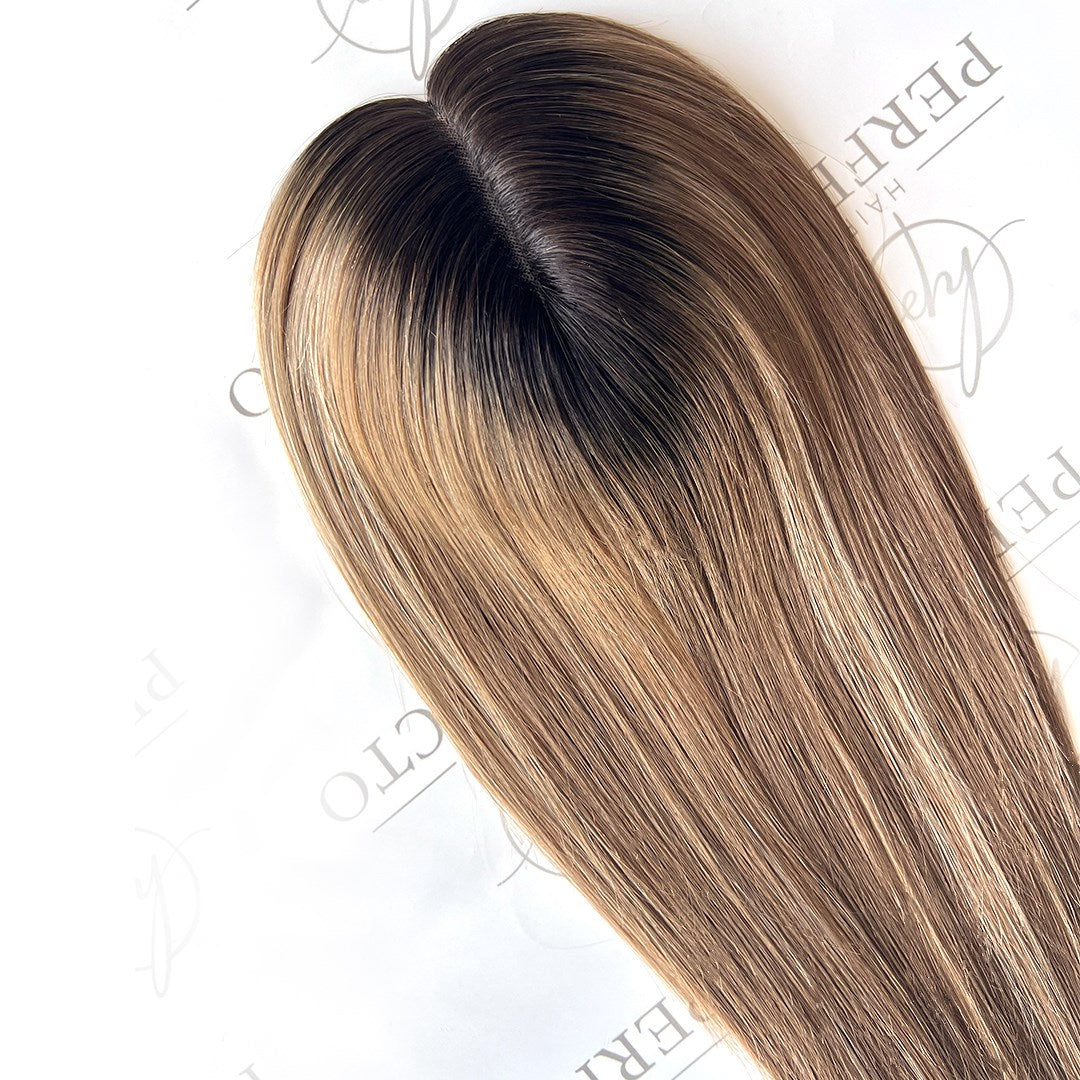 Luxury Human Hair Toppers  For Women 5*6 Mono Base Dark Root Hair Pieces