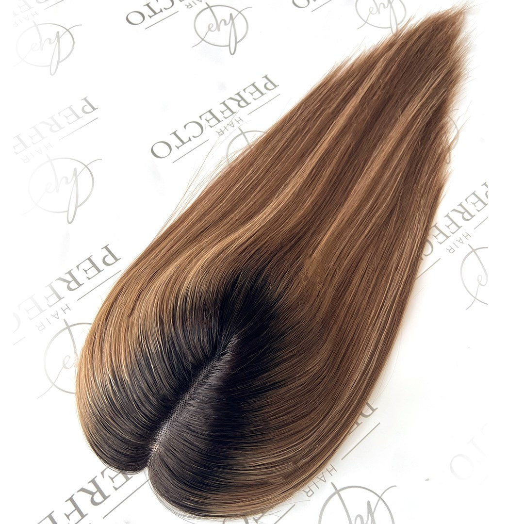 Luxury Human Hair Toppers  For Women 5*6 Mono Base Dark Root Hair Pieces