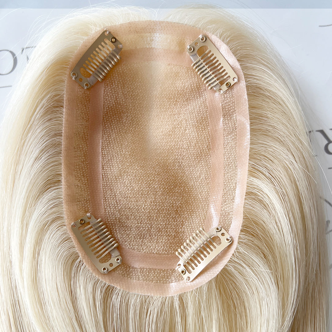 4"x6" Human Hair Wiglets Blonde Female Hair Toppers