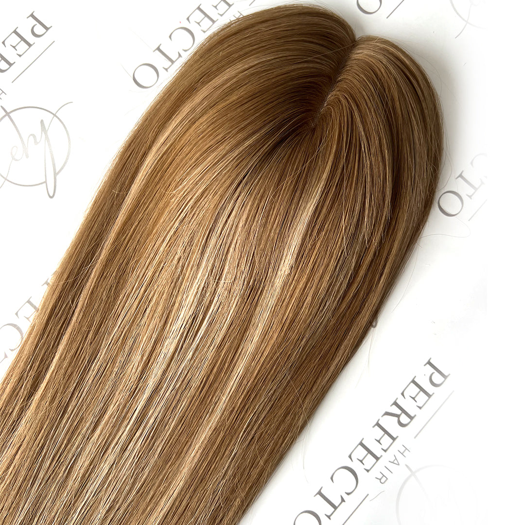 Hair Pieces For Alopecia 4"x6" Brown Highlight Human Hair Toppers