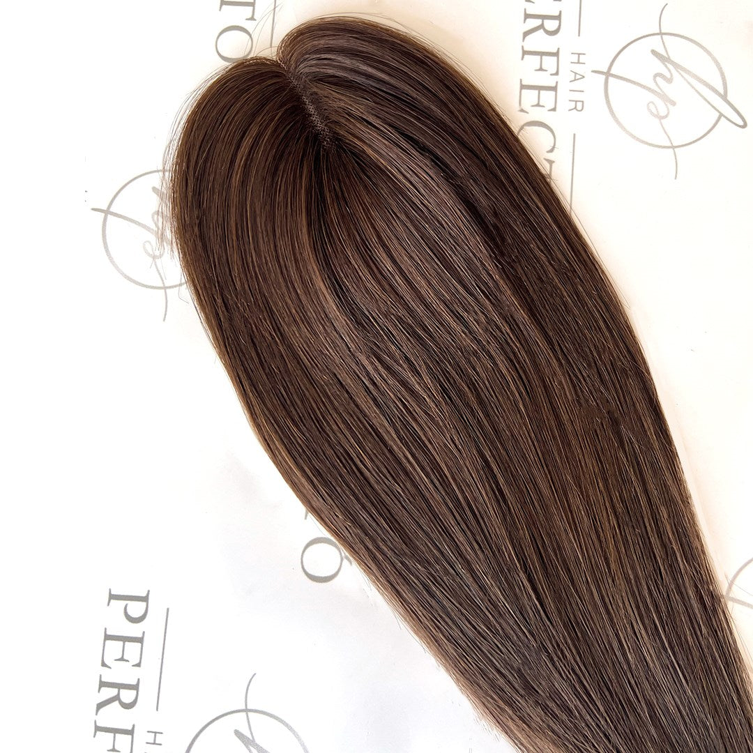 Small Hair Toppers For Hair Loss | 3x2" Mini Hair Pieces Dark Brown Color