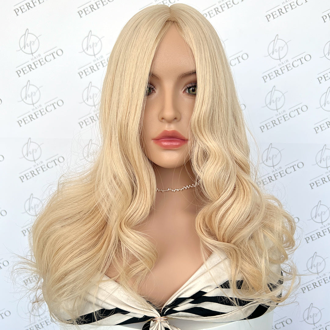 Silk Hair Toppers For Women 18 Inch 8*8 Platinum Blonde Hair Topper
