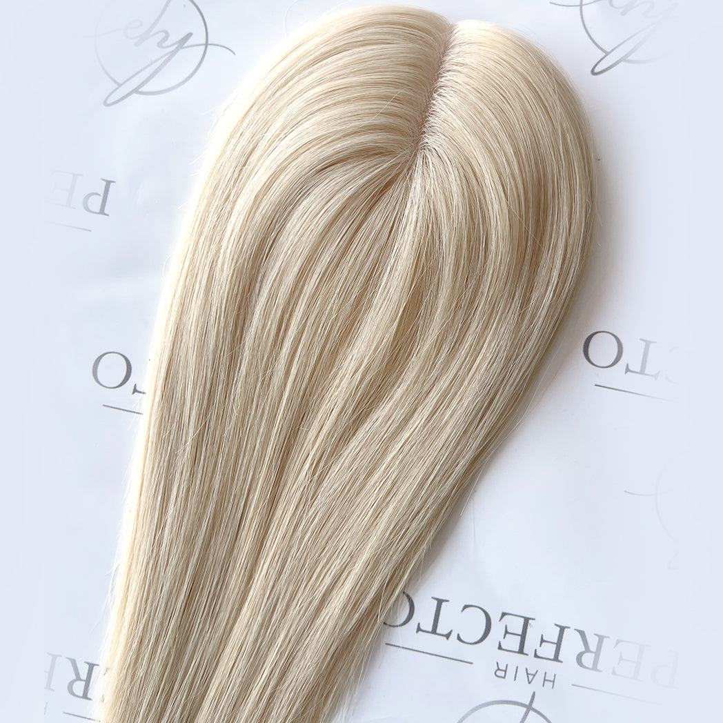 Platinum Blonde Human Hair Toppers For Women and Hair Loss 4x4