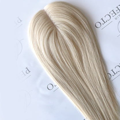 Platinum Blonde Human Hair Toppers For Women and Hair Loss 4x4