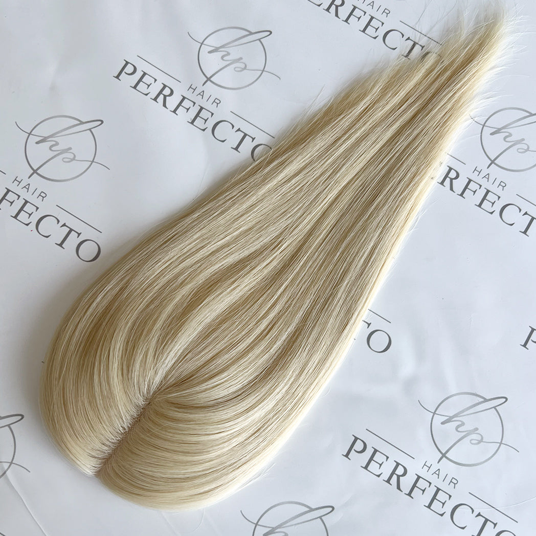 Platinum Blonde Human Hair Toppers For Women and Hair Loss 4x4