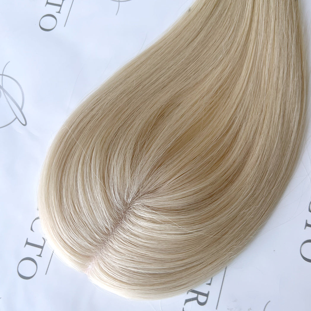 Platinum Blonde Human Hair Toppers For Women and Hair Loss 4x4