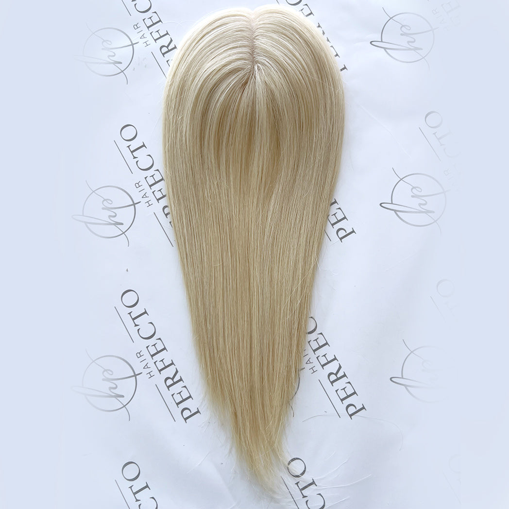 Platinum Blonde Human Hair Toppers For Women and Hair Loss 4x4