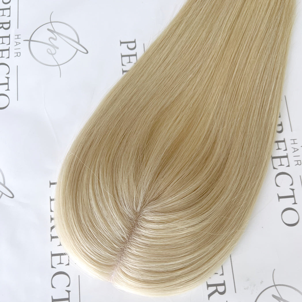 Platinum Blonde Human Hair Toppers For Women and Hair Loss 4x4