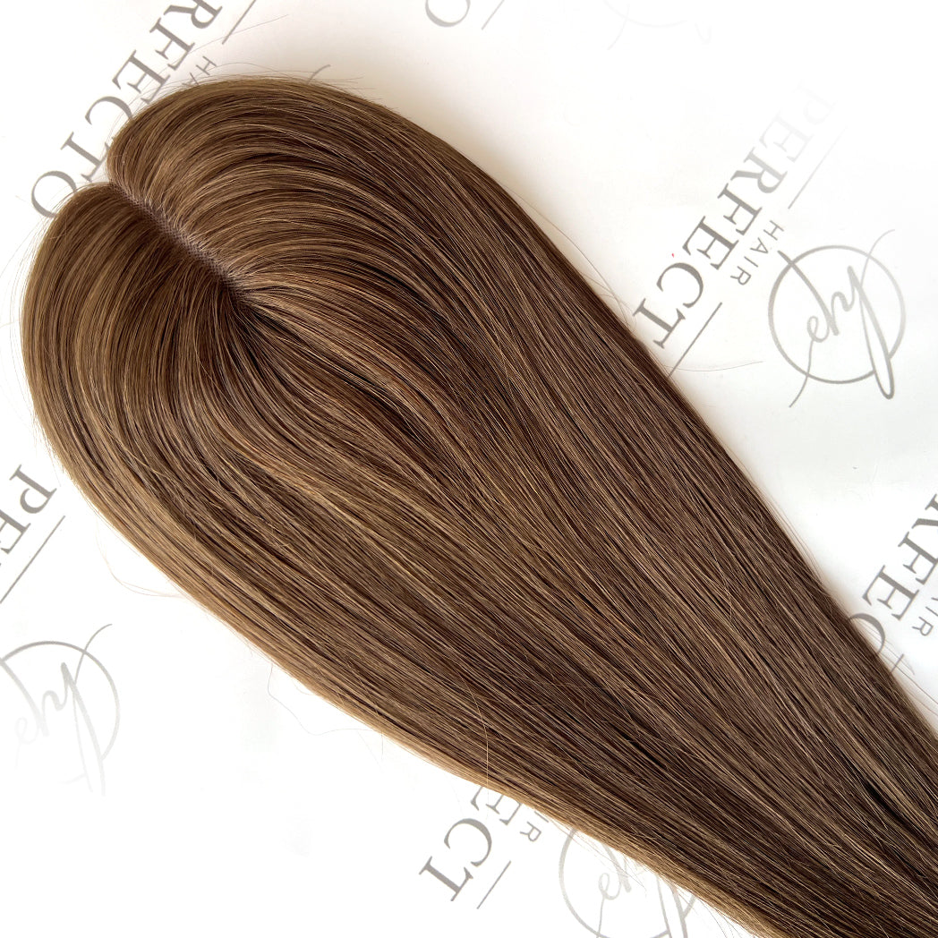 Mini Human Hair Toppers 4X4  Brown Hair Pieces For Women and Hair Loss