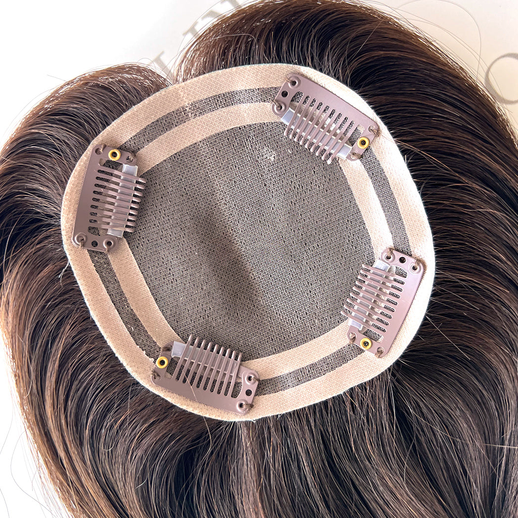 Mini Human Hair Toppers 4X4  Brown Hair Pieces For Women and Hair Loss