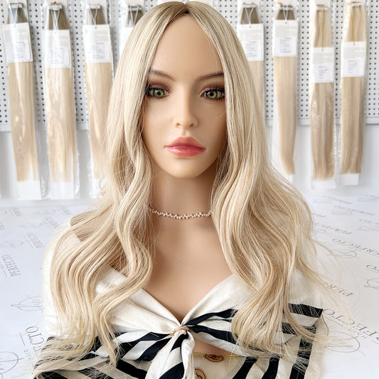 Blonde Hair Toppers With Dark Root 8*8 Silk Base Topper | Hairperfecto