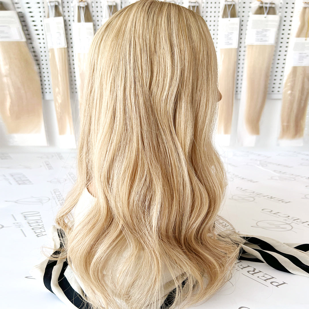 Blonde Hair Toppers Low Highlight with Dark Root Hair Topper | Hairperfecto