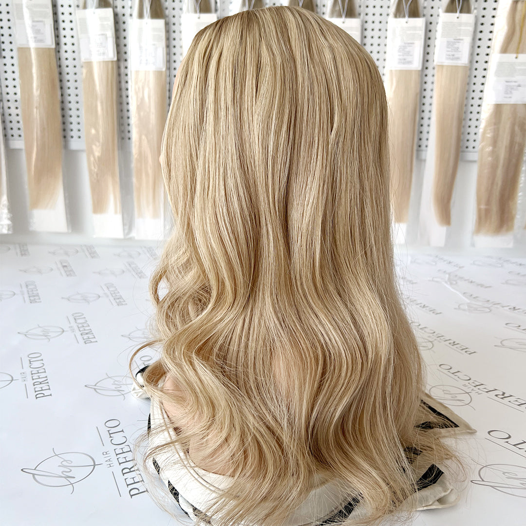 Blonde Hair Toppers Low Highlight with Dark Root Hair Topper | Hairperfecto