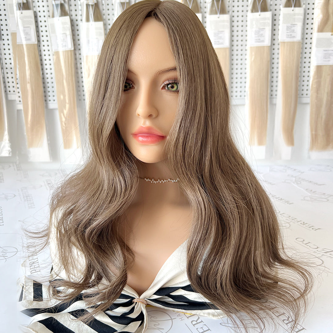 Hair Toppers Silk Base 8*8 Size Ash Brown Hair Topper | Hairperfecto