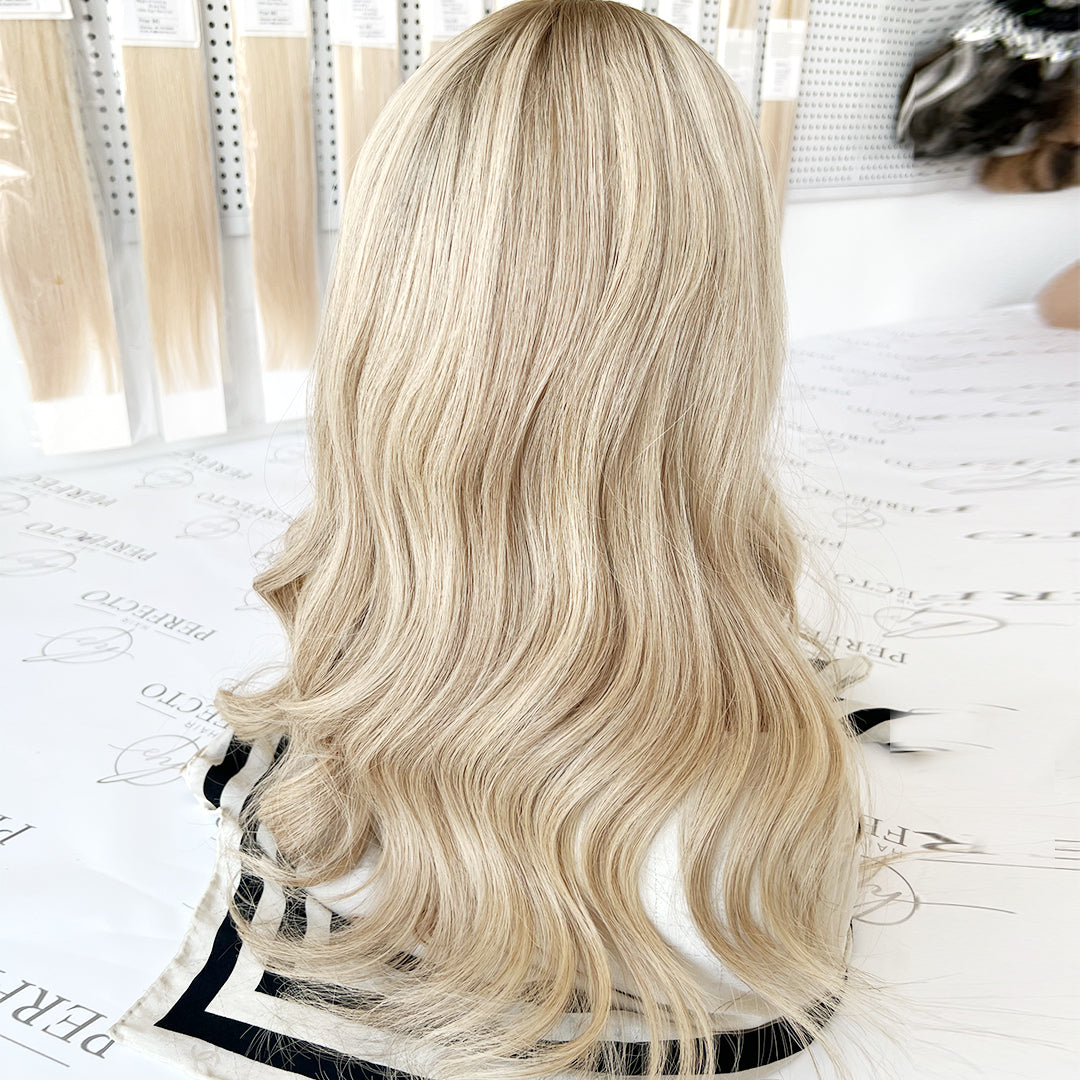 Blonde Hair Toppers With Dark Root 8*8 Silk Base Topper | Hairperfecto