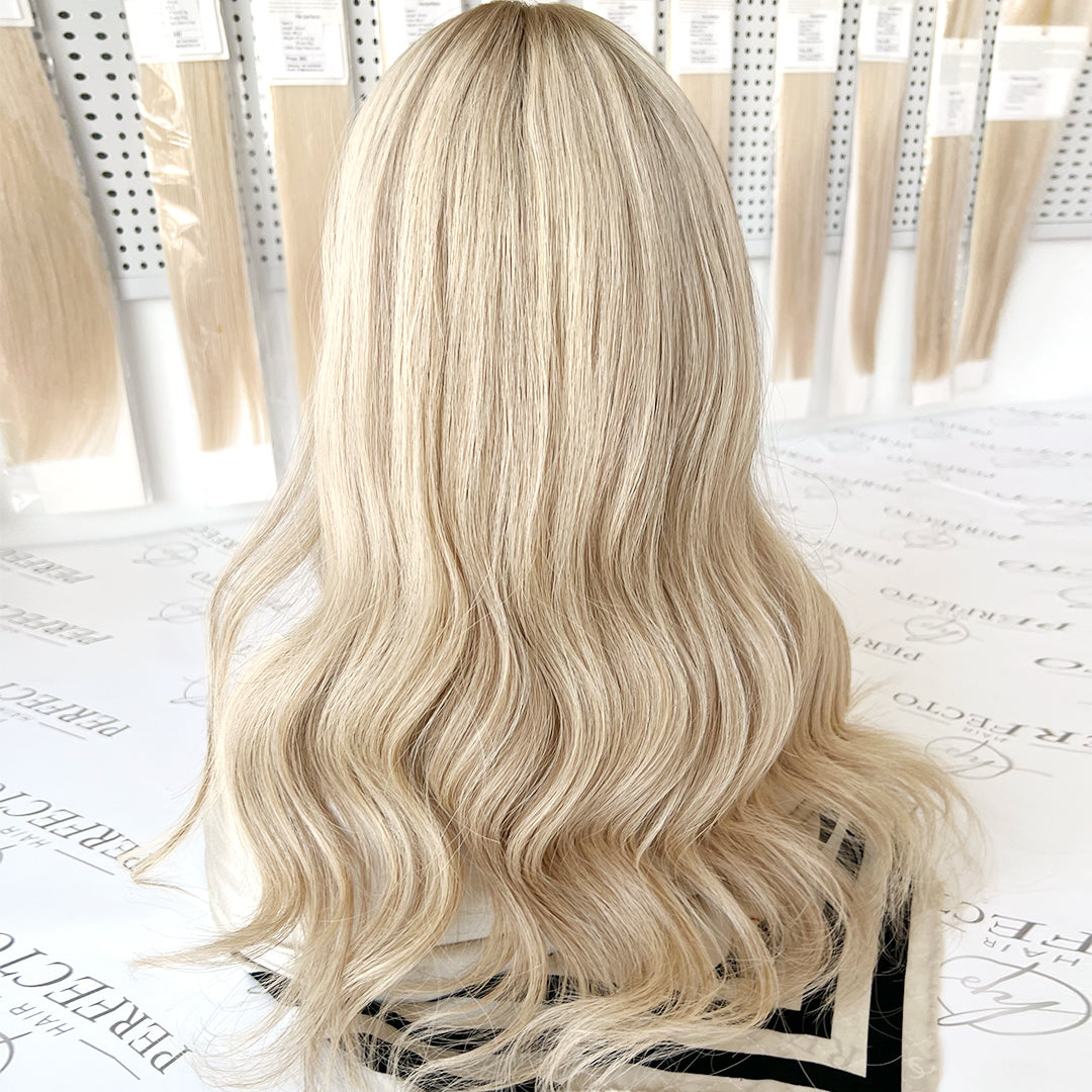 Blonde Hair Toppers With Dark Root 8*8 Silk Base Topper | Hairperfecto